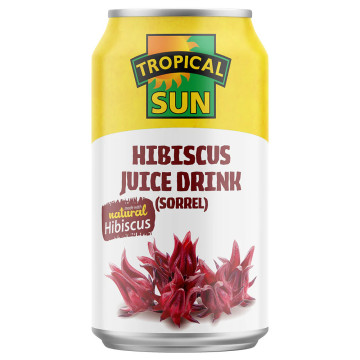 Tropical Sun  Hibiscus (Sorrel) Juice 330ml x 12 cans (Uk Import)