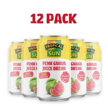 Tropical Sun Pink Guava juice drink  330ml x 12 Can Pack (Uk Import)