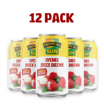Tropical sun Lychee Juice Drink 330ml x 12 Can Pack (Uk Import)