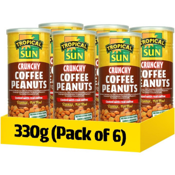 Tropical Sun Crunchy Coffee Peanuts 330g x 6 Cans (Uk Import)