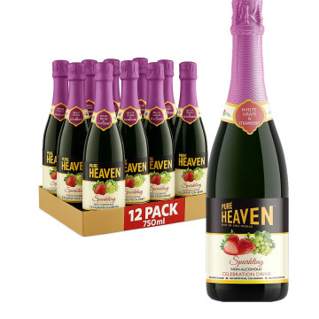 pure heaven sparkling White Grape & Strawberry 750ml x 12 Bottles (Uk Import)