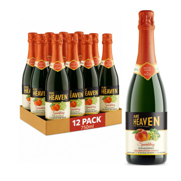pure heaven sparkling White Grape & Peach 750ml x 12 Bottles (Uk Import)