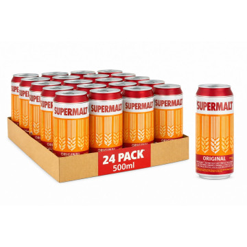 Supermalt Original Can 500ml x 24 Cans  (Uk Import)
