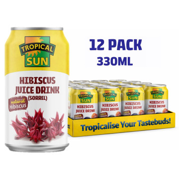 Tropical Sun  Hibiscus (Sorrel) Juice 330ml x 12 cans (Uk Import)
