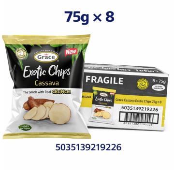 Grace Cassava Exotic Chips 75g x 8 (Uk Import)