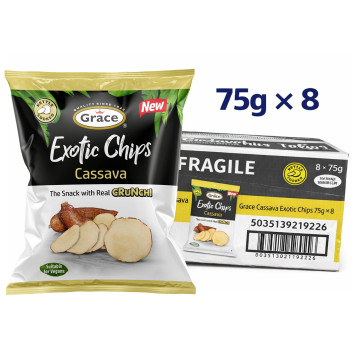 Grace Cassava Exotic Chips 75g x 8 (Uk Import)