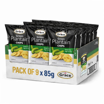 Grace Green Plantain Chips 85g x 9 (UK Import)
