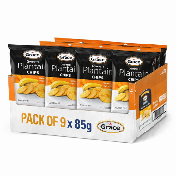 Grace Sweet Plantain Chips 85g x 9 Bags (Colombia Import)