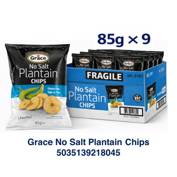 Grace No Salt Plantain Chips 85g x 9 (Colombia Import)