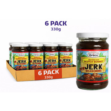 Grace Jamaican Scotch Bonnet Hot Jerk Seasoning 330g x 6 Jars (Uk Import)