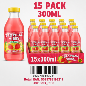 Tropical Vibes Sours Sassy Strawberry 300ml Bottle x 15 Wholesale