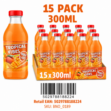 Buy Tropical Vibes Mango Carrot 15 x 300ml Bottles - Wholesale | Dubai UAE