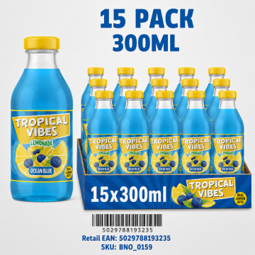 Buy Tropical Vibes Lemonade Ocean Blue 15 x 300ml Bottles - Wholesale | Dubai UAE